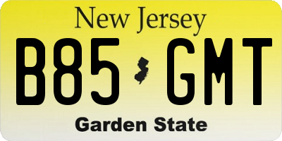 NJ license plate B85GMT