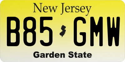 NJ license plate B85GMW