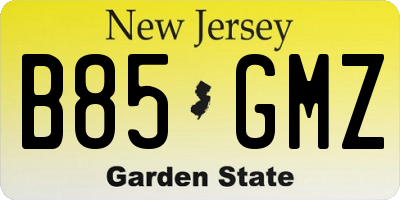 NJ license plate B85GMZ