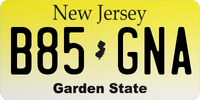 NJ license plate B85GNA