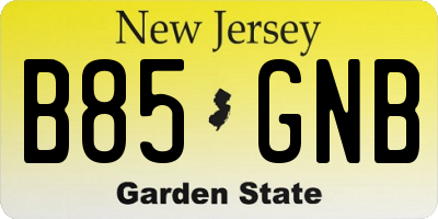 NJ license plate B85GNB