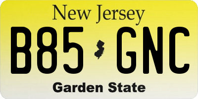 NJ license plate B85GNC