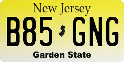NJ license plate B85GNG