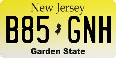 NJ license plate B85GNH