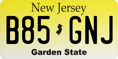 NJ license plate B85GNJ