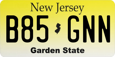 NJ license plate B85GNN