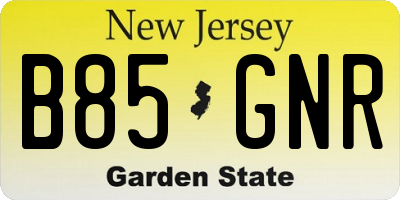 NJ license plate B85GNR