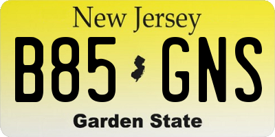 NJ license plate B85GNS