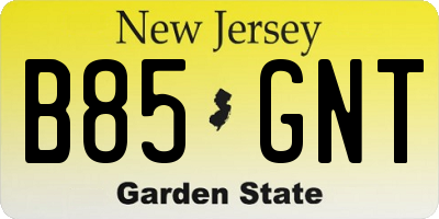 NJ license plate B85GNT