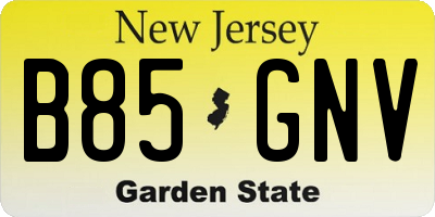 NJ license plate B85GNV