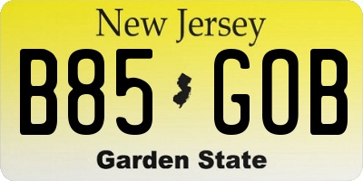 NJ license plate B85GOB