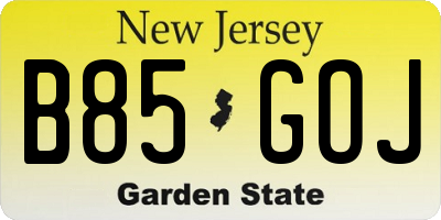 NJ license plate B85GOJ
