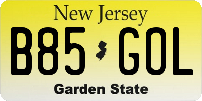 NJ license plate B85GOL