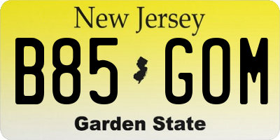 NJ license plate B85GOM