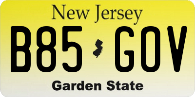 NJ license plate B85GOV