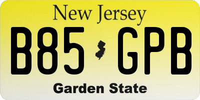 NJ license plate B85GPB