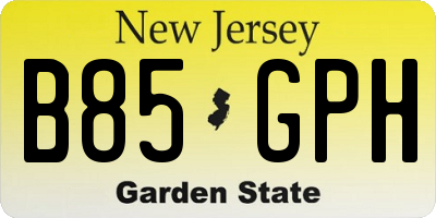 NJ license plate B85GPH