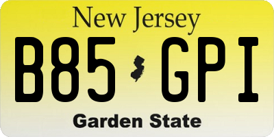 NJ license plate B85GPI