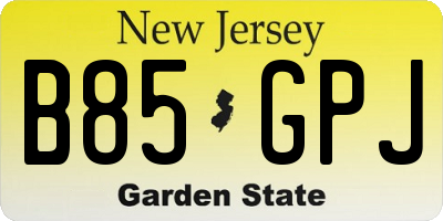 NJ license plate B85GPJ