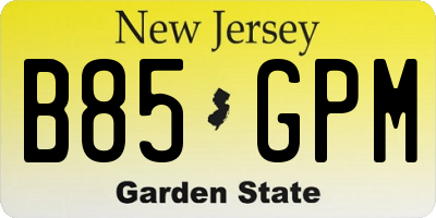 NJ license plate B85GPM