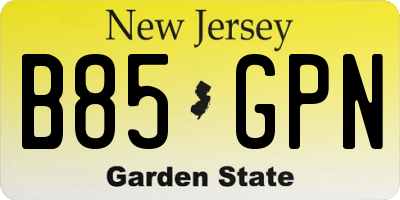 NJ license plate B85GPN