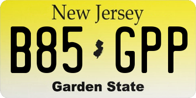 NJ license plate B85GPP