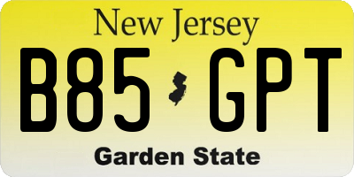 NJ license plate B85GPT
