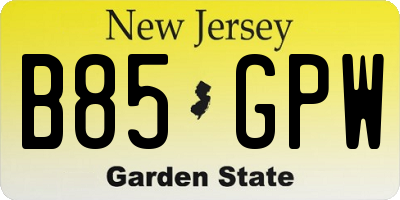NJ license plate B85GPW