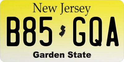 NJ license plate B85GQA