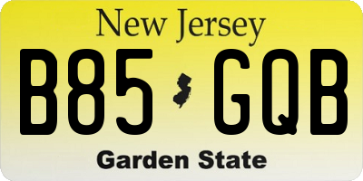 NJ license plate B85GQB