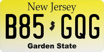 NJ license plate B85GQG