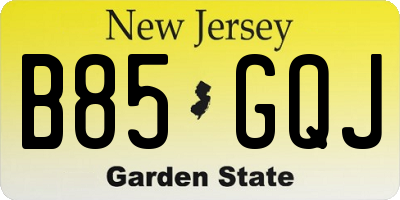 NJ license plate B85GQJ