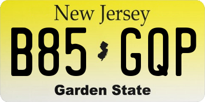 NJ license plate B85GQP