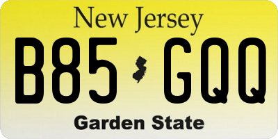 NJ license plate B85GQQ