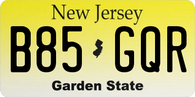 NJ license plate B85GQR