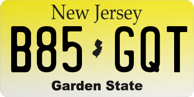 NJ license plate B85GQT