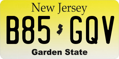 NJ license plate B85GQV