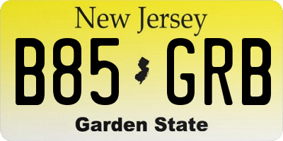 NJ license plate B85GRB