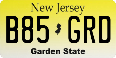 NJ license plate B85GRD