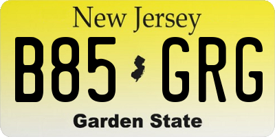 NJ license plate B85GRG