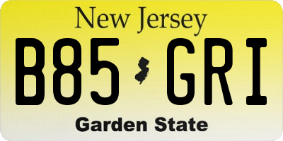 NJ license plate B85GRI