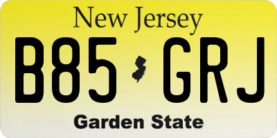 NJ license plate B85GRJ