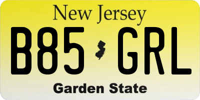 NJ license plate B85GRL