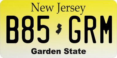 NJ license plate B85GRM