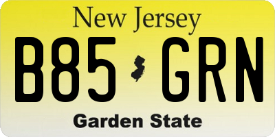 NJ license plate B85GRN