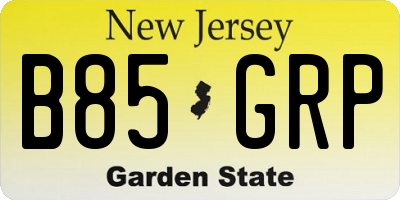 NJ license plate B85GRP