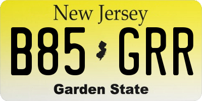 NJ license plate B85GRR