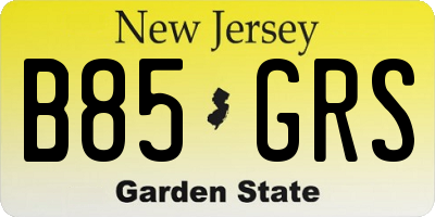 NJ license plate B85GRS