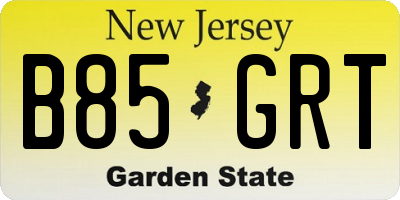 NJ license plate B85GRT