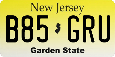 NJ license plate B85GRU